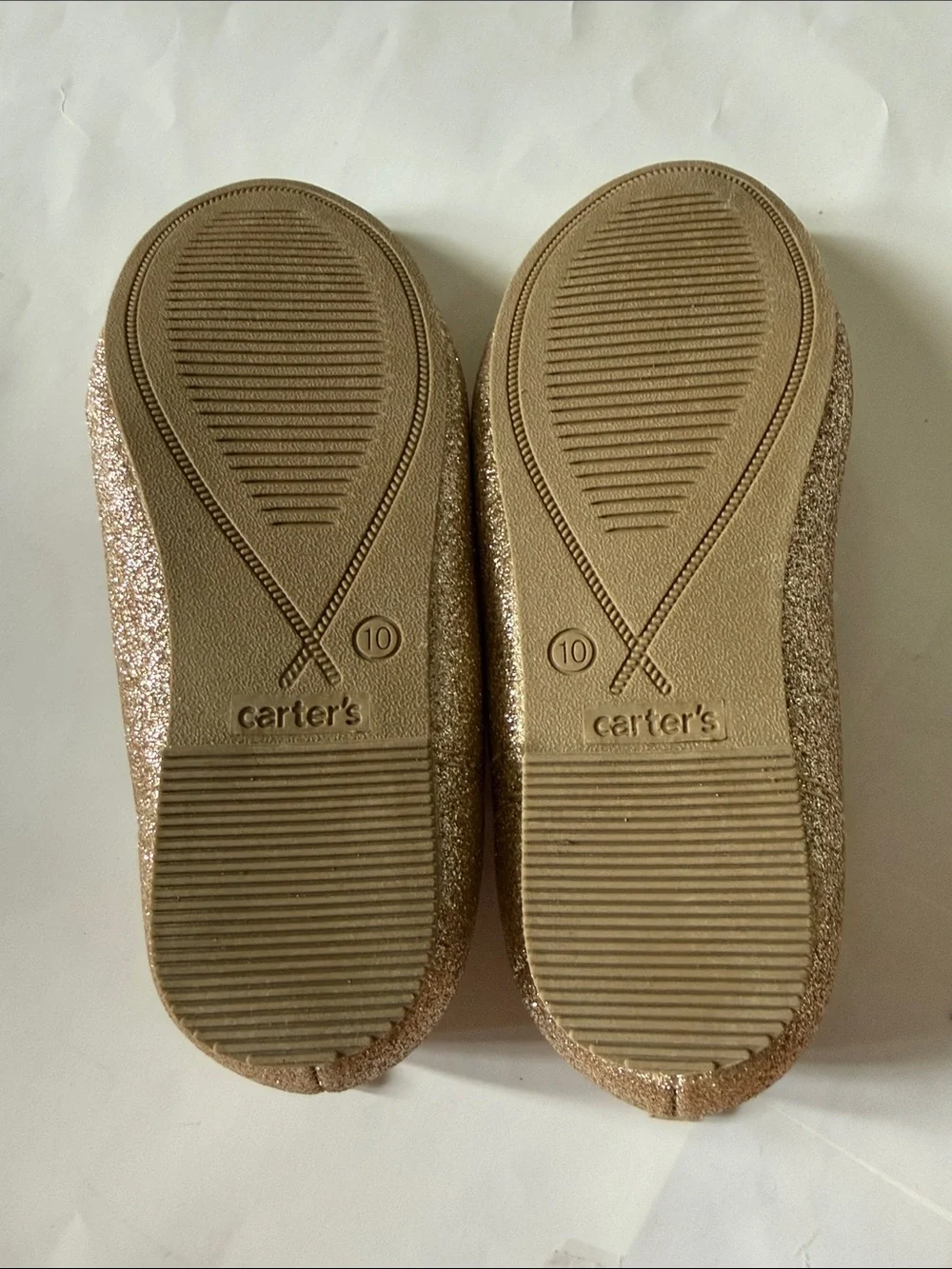Carter's Gold Glitter Ballet Flats with Pink Insole
